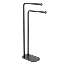 Piantana porta asciugamani bagno da terra Nero Opaco, 30 x 17 x 82 cm, salvaspazio con Due Bracci