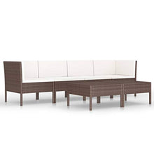 SKM Set Divani da Giardino 6 pz con Cuscini in Polyrattan Marrone (39kg) Marrone-6981