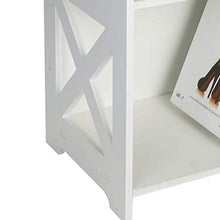 Wakauto Scaffale da Comodino a 2 Piani Comodino Libreria a Pavimento in Legno per Mobili da Camera da Letto Soggiorno