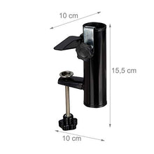Relaxdays Base per Ombrellone per Ringhiere Rettangolari, Ampiezza 19-38 mm, Supporto in Acciaio, H: 15,5 cm, nero