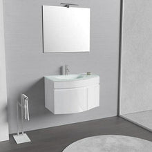 Bagno Italia Mobile Arredo Bagno Asia 80 cm mobile sospeso con lavabo cristallo bianco o tortora e specchio Mobili I