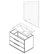 FACKELMANN Kara - Set di mobili da bagno, 3 pezzi, 80 cm, con mobiletto sottolavello, lavabo in vetro e armadietto a LED