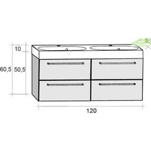 RIHO - Mobile e lavabo Slimline Set 75 120 x 38 H 60,5 cm – Legno laccato lucido