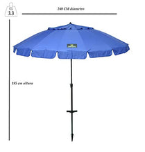 CREVICOSTA Ombrellone 240 16 Bastoncini, Blu Liscio
