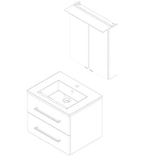 Fackelmann - Set di mobili da bagno B.Perfect, 2 pezzi, con mobiletto sottolavello, con lavabo in ceramica, da appendere, 60 cm e armadietto a LED