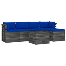 FAMIROSA Set Divani da Giardino su Pallet 6 pz con Cuscini Massello Pino-1873