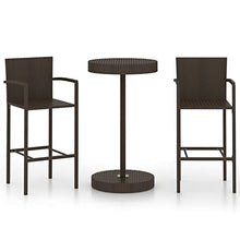 vidaXL Set Bar da Giardino 3 pz in Polyrattan Marrone
