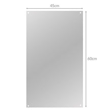 Maison & White Specchio rettangolare senza cornice, 450 mm x 600 mm, specchio da bagno, fissaggio e tappi cromati inclusi, specchio da parete, fori preforati, specchio senza cornice, M&W