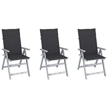 vidaXL Sedie da Giardino Reclinabili 3 pz con Cuscini Massello Acacia