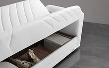 Divano 3 posti bianco in similpelle - 220 x 88 x 83h cm, vano contenitore, trasformabile in letto una piazza e mezza
