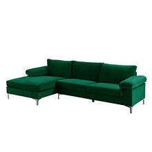 BHDesign Amanda - Divano angolare moderno a 5 posti, tessuto velluto, colore: Verde