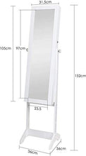 gengxinxin Armadietto per Gioielli con Specchio Armadietto per Gioielli con Specchio in Legno Bianco 42 × 36,5 × 152