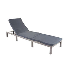 Mendler Lettino da Esterno polyrattan HWC-A51 Regolabile Basic Grigio Cuscino Grigio Scuro