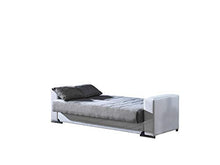 Eurobrico Divano Letto 3 POSTI con cassettone e Sistema Clic Clac in Tessuto e braccioli in Similpelle - Dimensioni L. 230 X H. 97 X P. 93.
