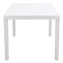 MilaniHome Set Tavolo da Giardino Rettangolare Fisso Cm 150 X 90 con 4 Sedie E 2 Poltrone in Wicker Stampato Bianco da Esterno