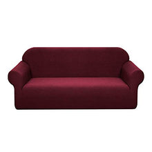 Granbest - Copridivano impermeabile a 3 posti con braccioli, rivestimento per divano estensibile Jacquard per soggiorno (3 posti, rosso Vineux)