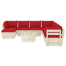 FAMIROSA Set Divani da Giardino su Pallet 9 pz con Cuscini Legno Abete-3666