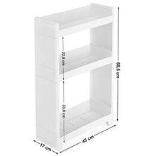 SONGMICS Ripiani Stretti Carrello Mobile a 3 Livelli per Cucina Bagno Cantina Largo 17 cm KFR09WT
