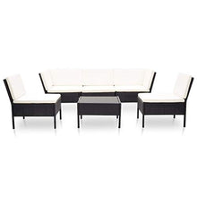 UnfadeMemory Set Divani da Giardino 6 pz con Cuscini in Polyrattan Nero