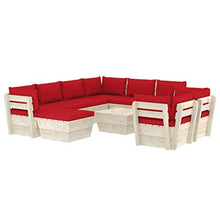 SKM Set Divani da Giardino su Pallet 10 pz con Cuscini Legno Abete (197.6kg) Rosso-3678