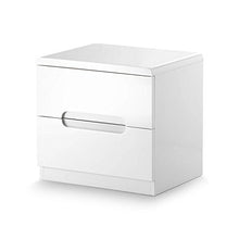 Julian Bowen Manhattan, lucido, comodino con cassetti, legno, bianco