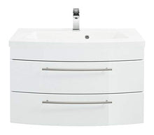 Posseik Luna - Mobile da bagno in MDF, 16 mm, colore: Bianco lucido