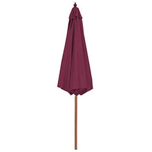 Tidyard Ombrellone da Giardino, Struttura in Legno Duroo, Rosso bordò, Diametro: 3 m, Resistente Antivento
