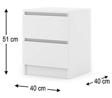Comodino Maya M2 40 cm comodino con 2 cassetti per camera da letto
