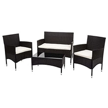 Mendler Salottino da Esterno Giardino HWC-F55 polyrattan Marrone con Cuscini Avorio