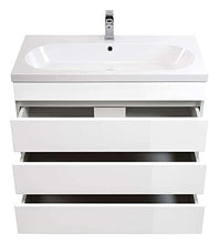 Mobile bagno a terra Talis 90 bianco lucido, 3 cassetti senza maniglie