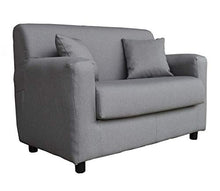 Divano mini sfoderabile 2 posti in tessuto imbottito con braccioli larghezza 118 cm (Grigio)