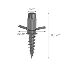 Relaxdays Picchetto per Ombrellone, con Manici, Supporto per Stendino, 19-32 mm, Campeggio, Spiaggia, Plastica, Grigio