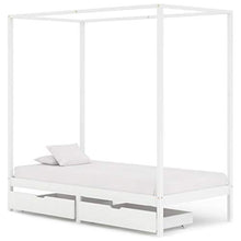 SKM Giroletto con Baldacchino 2 Cassetti Bianco in Pino 90x200 cm