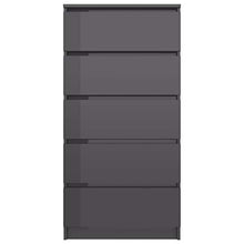 Sideboard mit Schubladen Hochglanz-Grau 60x35x121 cm Spanplatte