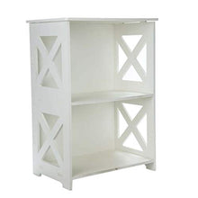 Wakauto Scaffale da Comodino a 2 Piani Comodino Libreria a Pavimento in Legno per Mobili da Camera da Letto Soggiorno
