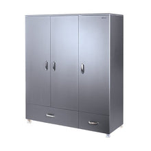 Miami Kleiderschrank 3-türig 2 Ante con Chiusura rallentata e 1 cassetto Completamente Estraibile, con Armadio e Ripiani, Legno, Grigio Chiaro Metallizzato, 52 x 146 x 200 cm