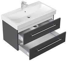 emotion Lavabo con mobiletto, Legno, Antracite Lucido, 90, 2 unità