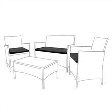 Set di 3 pezzi di ricambio per sedia da giardino in rattan, colore: nero