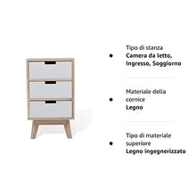 Mobili Rebecca® Comodino Cassettiera 3 Cassetti Legno Bianco Marrone Chiaro Bagno Entrata (Cod. RE6190)