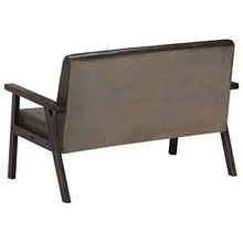 Tidyard Divano a 2 Posti in Vera Pelle Marrone/Grigio,111 x 61 x 73 cm (L x P x A)