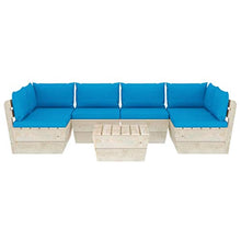 FAMIROSA Set Divani da Giardino su Pallet 7 pz con Cuscini Legno Abete-3592