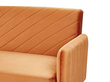 Beliani Divano Letto in Velluto Arancione Gambe in Legno a 3 Posti Design Retró Senja