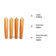 viglietti Set di 4 Pezzi Piedi Faggio per Reti a Doghe in Legno, H 35 cm
