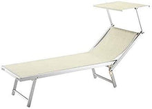 PRATIKO LIFE Lettino Mare Lido Professionale in Alluminio TEXTILENE Sdraio Piscina, Ecru Melange