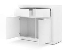 BIM Furniture Comò Bello Bianco I 105 cm Credenza Highboard Armadio Bianco Opaco/Bianco Lucido Due Ripiani Due Cassetti Italiano