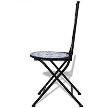FAMIROSA Set da Bistrot 3 pz in Piastrelle di Ceramica Blu e Bianco
