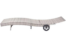 Mendler Lettino Regolabile da Esterno HWC-D80 polyrattan Grigio con Cuscino Beige