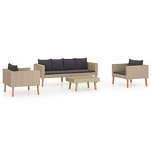 SKM Set Divani da Giardino 4 pz con Cuscini in Polyrattan Beige (52kg) Beige-9328
