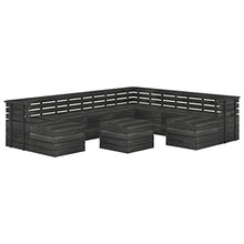 vidaXL Set Divani da Giardino su Pallet 11 pz Legno Pino Grigio Scuro