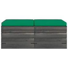vidaXL Pouf da Giardino su Pallet 2 pz con Cuscini in Massello di Pino